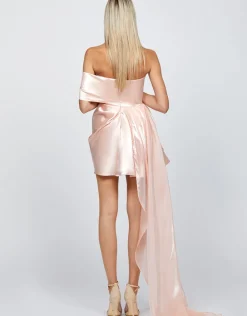 Mini Dresses | All Dresses<Bariano ESTRELLA OFF SHOULDER SASH MINI BL72D56S LIGHT PINK