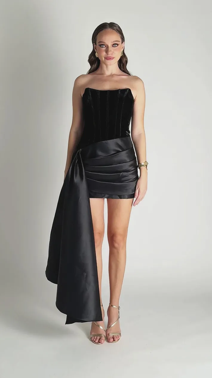 Formal / Prom Dresses | Mini Dresses<Bariano EVELYNN STRAPLESS SASH MINI BL75D10S BLACK