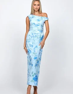 Maxi Dresses | All Dresses<Bariano FIONA ONE SHOULDER MIDAXI BL72D31L LIGHT BLUE PRINT