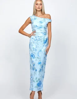 Maxi Dresses | All Dresses<Bariano FIONA ONE SHOULDER MIDAXI BL72D31L LIGHT BLUE PRINT