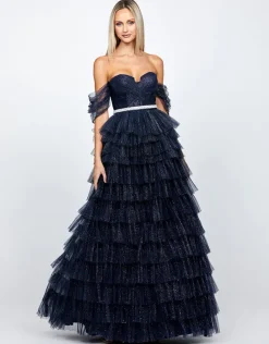 Formal / Prom Dresses | Gowns / Ballgowns<Bariano FRANCHESA OFF SHOULDER BALL GOWN B72D20L NAVY