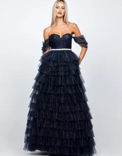 Formal / Prom Dresses | Gowns / Ballgowns<Bariano FRANCHESA OFF SHOULDER BALL GOWN B72D20L NAVY