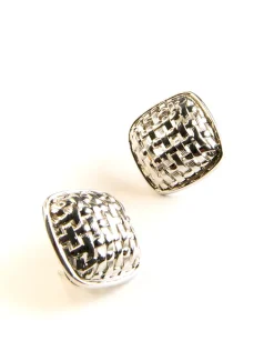 Jewellery<Bariano GEMMA TEXTURED SQUARE EARRINGS SILVER