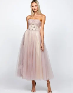 Midi Dresses | All Dresses<Bariano GRACELYN DIAMANTE TEA LENGTH MIDI B72D54S DUSTY ROSE/NUDE