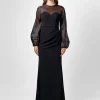 Long Sleeve Dresses | Formal / Prom Dresses<Bariano GRACELYNN SHEER SLEEVE MAXI BL75D22L BLACK