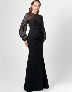 Long Sleeve Dresses | Formal / Prom Dresses<Bariano GRACELYNN SHEER SLEEVE MAXI BL75D22L BLACK