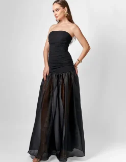 Formal / Prom Dresses | Maxi Dresses<Bariano HAISLEY STRAPLESS SHEER SKIRT MAXI BL75D14L BLACK