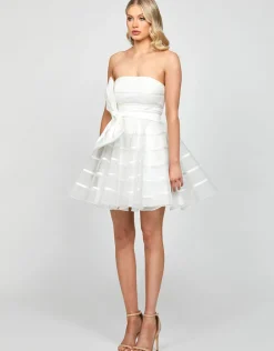 Mini Dresses | All Dresses<Bariano HALLY STRAPLESS MINI WITH BELT B73D24S WHITE