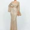 Maxi Dresses<Bariano HANA BELL SLEEVE SEQUIN GOWN B74D25L