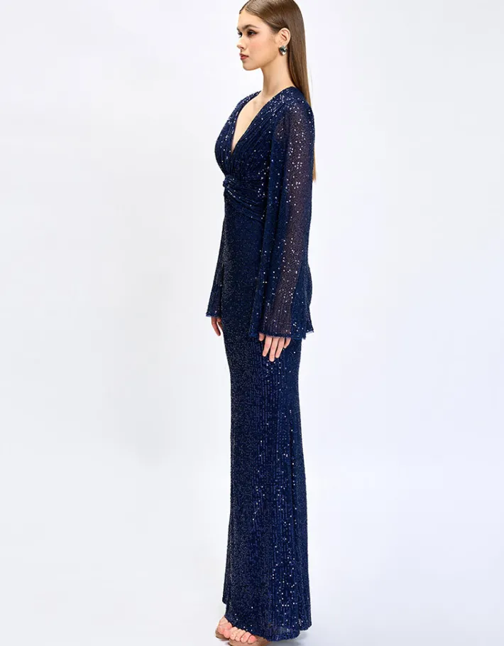 Maxi Dresses<Bariano HANA BELL SLEEVE SEQUIN GOWN B74D25L