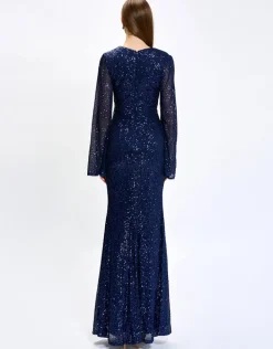 Maxi Dresses<Bariano HANA BELL SLEEVE SEQUIN GOWN B74D25L