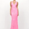 Maxi Dresses | All Dresses<Bariano HARITA V NECK FISHTAIL GOWN B73D03L HOT PINK