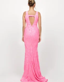 Maxi Dresses | All Dresses<Bariano HARITA V NECK FISHTAIL GOWN B73D03L HOT PINK
