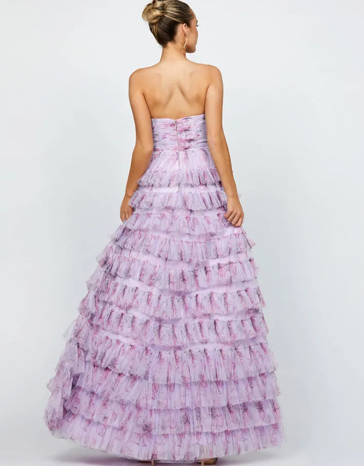 Formal / Prom Dresses | Gowns / Ballgowns<Bariano HARMONI STRAPLESS TIERED BALL GOWN B74D55L LILAC PRINT