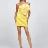 Mini Dresses | All Dresses<Bariano HELMAYA ONE SHOULDER ROSETTE MINI BL68D53S YELLOW