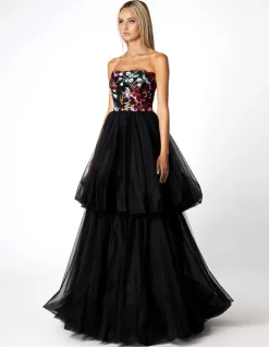 Formal / Prom Dresses | Gowns / Ballgowns<Bariano ILIANA STRAPLESS TIERED BALL GOWN B66D23L MULTI SEQUIN