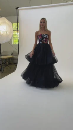 Formal / Prom Dresses | Gowns / Ballgowns<Bariano ILIANA STRAPLESS TIERED BALL GOWN B66D23L MULTI SEQUIN