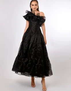 Formal / Prom Dresses | Gowns / Ballgowns<Bariano IMANI DRAMATIC FRILL MIDAXI B70D31L BLACK