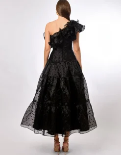 Formal / Prom Dresses | Gowns / Ballgowns<Bariano IMANI DRAMATIC FRILL MIDAXI B70D31L BLACK