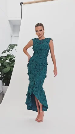 Maxi Dresses<Bariano ISABEL CAP SLEEVE MIDI BL74D06HL DEEP GREEN
