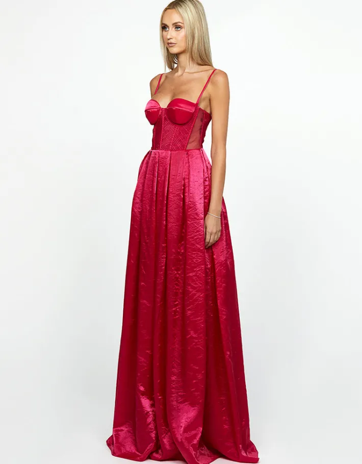 Formal / Prom Dresses | Gowns / Ballgowns<Bariano JANE PLEAT DETAIL MAXI BL67D31L CRIMSON