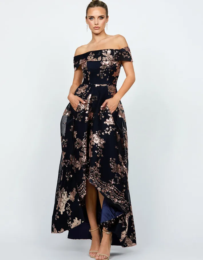 Gowns / Ballgowns<Bariano JESSIE OFF SHOULDER MESH BALL GOWN B33D41HL