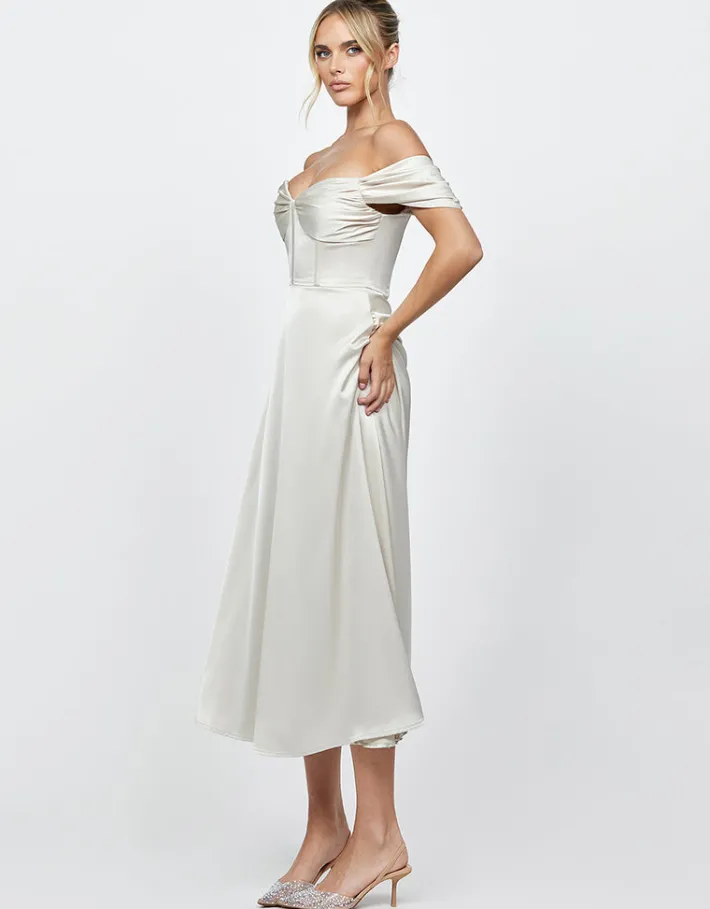 Midi Dresses<Bariano JOSIE OFF SHOULDER A LINE MIDAXI BL70D08S CHAMPAGNE
