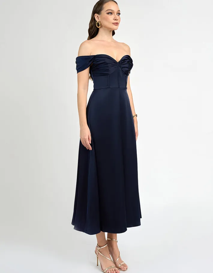 Midi Dresses | All Dresses<Bariano JOSIE OFF SHOULDER A LINE MIDAXI BL70D08S NAVY