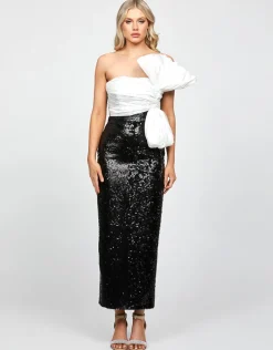 Maxi Dresses | All Dresses<Bariano KAITE BOW MIDAXI BL73D54L BLACK/WHITE