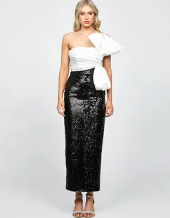 Maxi Dresses | All Dresses<Bariano KAITE BOW MIDAXI BL73D54L BLACK/WHITE