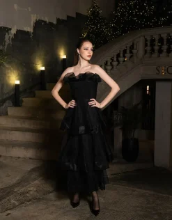 Midi Dresses | All Dresses<Bariano KASCADE TIERED RUFFLE MIDAXI B68D07L BLACK