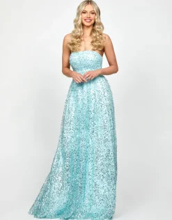 Maxi Dresses | All Dresses<Bariano KELLY STRAPLESS BALL GOWN B73D22L ICE BLUE