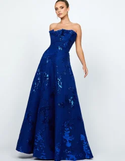 Formal / Prom Dresses | Gowns / Ballgowns<Bariano KENDRA RUFFLE STRAPLESS BALL GOWN B74D23L COBALT