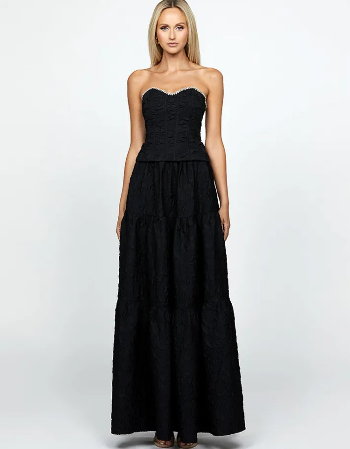 Maxi Dresses | All Dresses<Bariano KERRERA TIERED HIGH SPLIT MAXI SKIRT BL69B13L BLACK