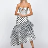 Midi Dresses | All Dresses<Bariano KESSIDY ASYMMETRIC TIERED MIDI BL71D66S WHITE/BLACK