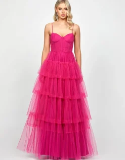Formal / Prom Dresses | Gowns / Ballgowns<Bariano KIANA PLEATED TIERED BALL GOWN B73D09L FUCHSIA