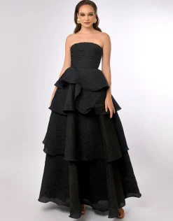Formal / Prom Dresses | Gowns / Ballgowns<Bariano KRISTA STRAPLESS TIERED GOWN B70D33L BLACK