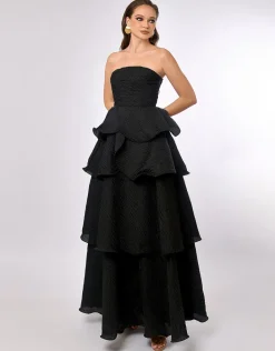 Formal / Prom Dresses | Gowns / Ballgowns<Bariano KRISTA STRAPLESS TIERED GOWN B70D33L BLACK