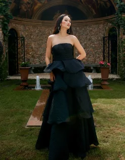 Formal / Prom Dresses | Gowns / Ballgowns<Bariano KRISTA STRAPLESS TIERED GOWN B70D33L BLACK