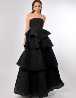 Formal / Prom Dresses | Gowns / Ballgowns<Bariano KRISTA STRAPLESS TIERED GOWN B70D33L BLACK
