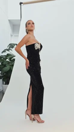 Formal / Prom Dresses | Maxi Dresses<Bariano LAINEY STRAPLESS EMBELLISHED MAXI BL74D04L BLACK