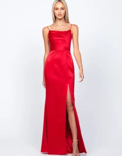 Maxi Dresses | All Dresses<Bariano LANA DRAPED COWL GOWN B54D11LCB RED