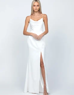 Maxi Dresses | All Dresses<Bariano LANA DRAPED COWL GOWN B54D11LCB WHITE