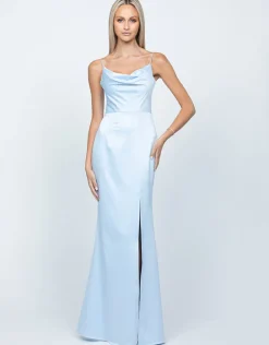 Maxi Dresses | All Dresses<Bariano LANA DRAPED COWL GOWN B54D11LCB SKY BLUE