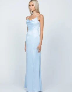 Maxi Dresses | All Dresses<Bariano LANA DRAPED COWL GOWN B54D11LCB SKY BLUE