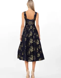 Midi Dresses | All Dresses<Bariano LEA A LINE MIDI B56D08S NAVY/GOLD