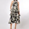 Midi Dresses | All Dresses<Bariano LENNOX TRIPLE TIERED ORGANZA MIDI BL70D30S BLACK/WHITE
