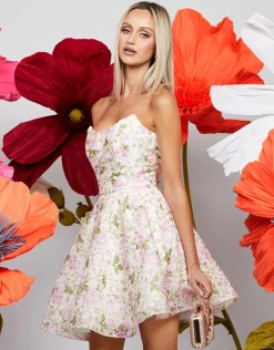 Mini Dresses | All Dresses<Bariano LILIA STRAPLESS MINI BL71D10S FLORAL MULTI