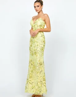 Formal / Prom Dresses<Bariano LILLIE STRAPPY SEQUIN GOWN B74D47L YELLOW