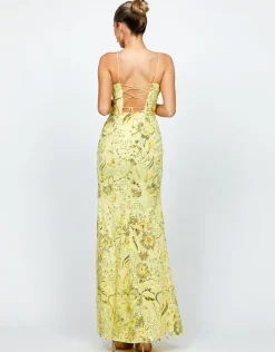 Formal / Prom Dresses<Bariano LILLIE STRAPPY SEQUIN GOWN B74D47L YELLOW
